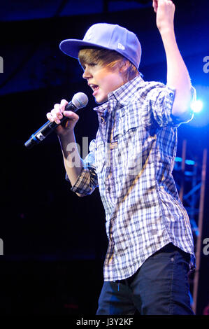 Justin Bieber führt auf das Hollywood Palladium am 14. Februar 2010 in Hollywood. Stockfoto