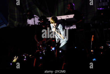 Justin Bieber führt auf das Hollywood Palladium am 14. Februar 2010 in Hollywood. Stockfoto