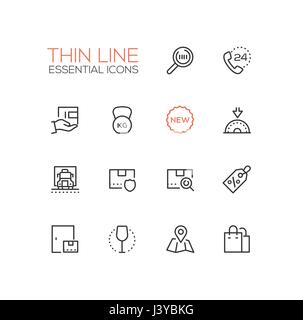 Lieferservice - moderne Vektor einzelne dünne Linie Icons set Stock Vektor