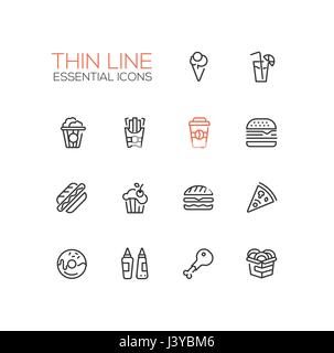 Fast-Food Cafe Menu Icons Set Stock Vektor