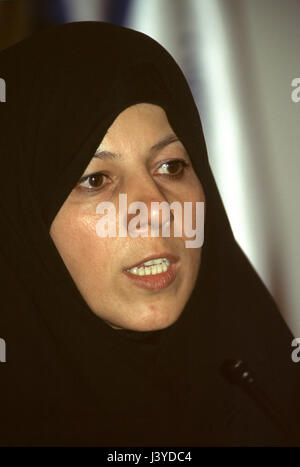 Ein Porträt von iranischer Politiker und Bürgerrechtler Womens Faezeh Hashemi Bahramani.  Außerdem ist sie die Tochter des ehemaligen iranischen Präsidenten Ali Akbar Haschemi Rafsandschani Stockfoto