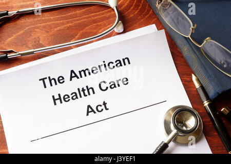 Die American health care Act. Trumpcare-Reform-Konzept. Stockfoto