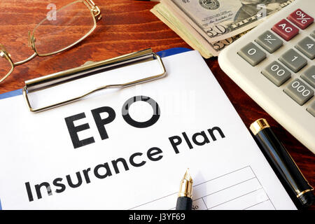 EPA Insurance Plan auf dem Tisch. (Exklusive Anbieter Organization) Stockfoto