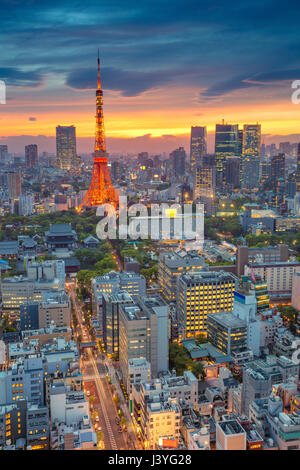 Tokyo. Stadtbild Bild von Tokio, Japan während des Sonnenuntergangs. Stockfoto