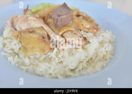 Hainan-Huhn mit Reis, gedünstetes Huhn Reis asiatische Küche Stockfoto