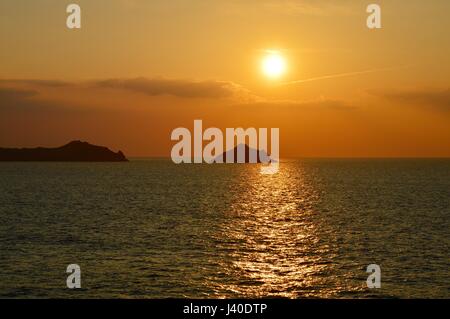 Sonnenuntergang über der Mouls und Bürzel Punkt Stockfoto