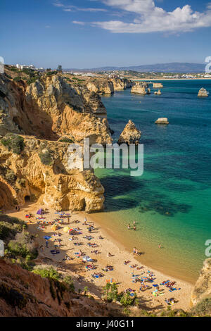 Praia da Dona Ana, Cliff, Strand, Lagos, Algarve, Portugal Stockfoto