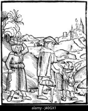 „Liber Vagatorum“ ist ein historisches Manuskript, das manchmal auch als „Buch der Vagabonds“ bezeichnet wird und Einblicke in das Leben von wandernden Individuen und sozialen Ausgestoßenen in der mittelalterlichen Gesellschaft bietet. Es dient als wertvoller historischer Text über die sozialen Bedingungen im Mittelalter. Stockfoto