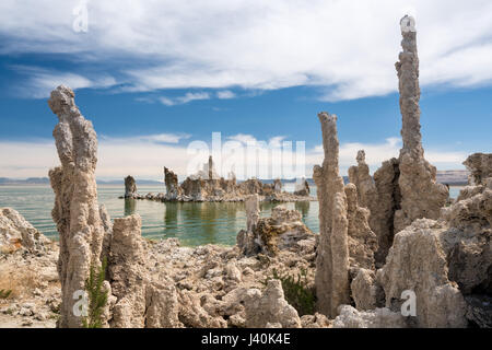 Tuffstein im salzigen Wasser des Mono Lake in Kalifornien Stockfoto