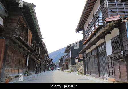 Naraijyuku historisches Haus Straße in Nagano, Japan. Naraijyuku ist berühmt für traditionelle Häuser und Unterkunft erhalten. Stockfoto