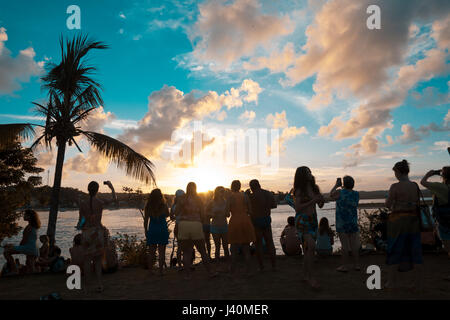 Bahia, Itacaré - Tourist Xaréu Zeitpunkt warten Sonnenuntergang Stockfoto