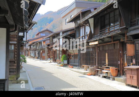 Naraijyuku historisches Haus Straße in Nagano, Japan. Naraijyuku ist berühmt für traditionelle Häuser und Unterkunft erhalten. Stockfoto