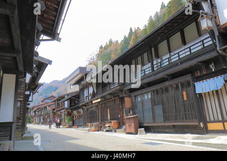 Naraijyuku historisches Haus Straße in Nagano, Japan. Naraijyuku ist berühmt für traditionelle Häuser und Unterkunft erhalten. Stockfoto