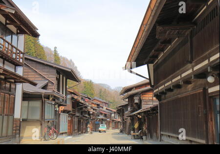 Naraijyuku historisches Haus Straße in Nagano, Japan. Naraijyuku ist berühmt für traditionelle Häuser und Unterkunft erhalten. Stockfoto