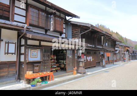 Naraijyuku historisches Haus Straße in Nagano, Japan. Naraijyuku ist berühmt für traditionelle Häuser und Unterkunft erhalten. Stockfoto