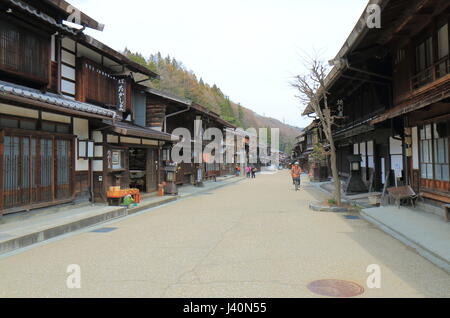 Naraijyuku historisches Haus Straße in Nagano, Japan. Naraijyuku ist berühmt für traditionelle Häuser und Unterkunft erhalten. Stockfoto