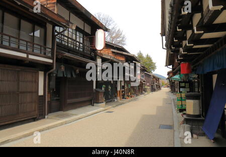 Naraijyuku historisches Haus Straße in Nagano, Japan. Naraijyuku ist berühmt für traditionelle Häuser und Unterkunft erhalten. Stockfoto