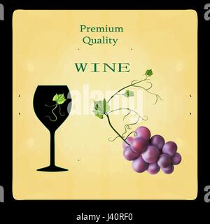 Frischen Haufen von Trauben. Hersteller von frischen Säften und Wein. Logo. Stock Vektor