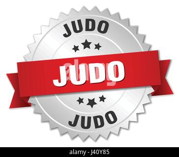 Judo Runde isolierte silberne Ehrennadel Stock Vektor