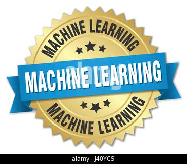 Machine learning-Runde isolierte gold Abzeichen Stock Vektor