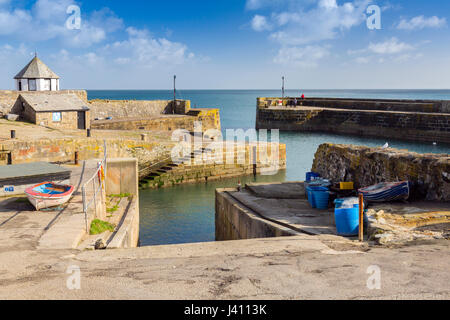 Der Außenhafen Mund vorgestellten in der BBC "Poldark" Serie von Charlestown, Cornwall, England, UK Stockfoto