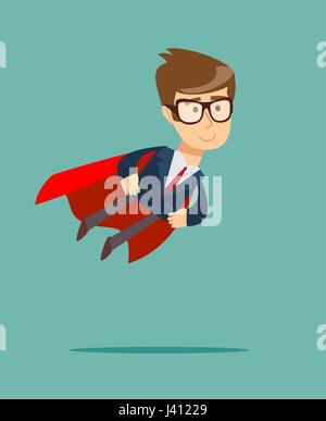 Super Geschäftsmann in roten Cape fliegen zum Erfolg. Stock Vektor