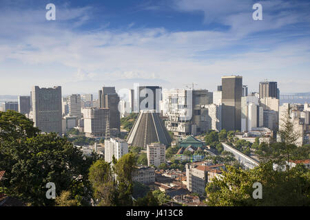 Blick auf Rio Stadtzentrum von Santa Teresa Stockfoto