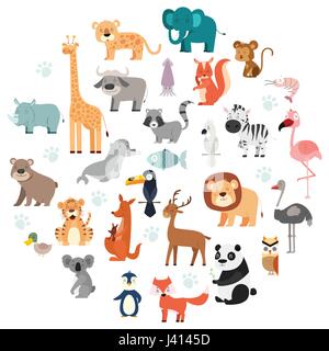 Eine Vektor-Illustration des Wildlife Tiere Cartoon-Sets Stock Vektor