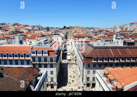 Rua Augusta Street im Zentrum von Lissabon. Stockfoto