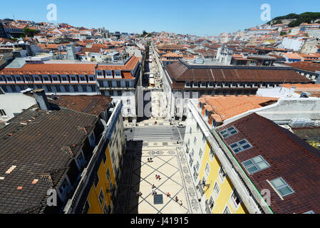 Rua Augusta Street im Zentrum von Lissabon. Stockfoto