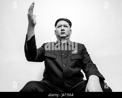 Obersten Führer von Nordkorea Kim Jong Un Lookalike während seines Besuchs in Hongkong.  Kim Jong-Un posierte für Studio-Portraits und traf Obama und Trump. Stockfoto