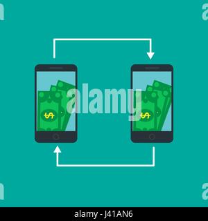 Smartphone-Bildschirm mit Geld. Internet-Banking-Konzept Stock Vektor