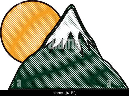 Mount Fuji Sonne Japan Landschaft natürliche Zeichnung Stock Vektor