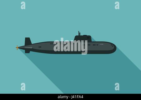 U-Boot mit langen Schatten Stock Vektor