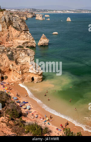 Praia da Dona Ana, Cliff, Strand, Lagos, Algarve, Portugal Stockfoto