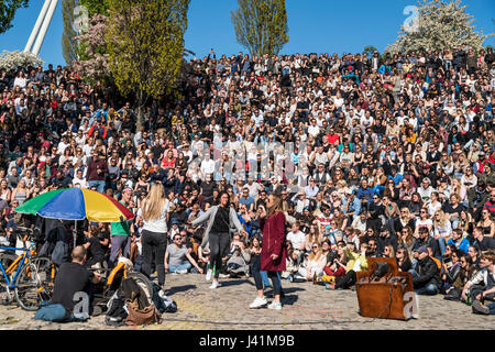 Öffnen Sie Stage Karaoke, Mauerpark, Prenzlauer Berg, Berlin, Deutschland Stockfoto