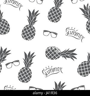 Ananas-natürliche Seamless Pattern-Hintergrund-Vektor-Illustration Stock Vektor