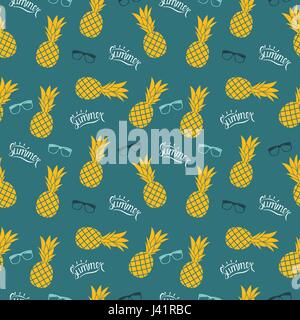 Ananas-natürliche Seamless Pattern-Hintergrund-Vektor-Illustration Stock Vektor