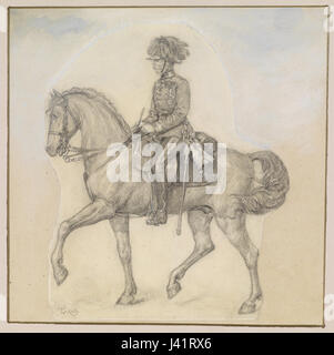 Dieses Bild von Kaiser Franz Joseph I. zu Pferd zeigt einen prominenten Moment seiner Herrschaft. Das Porträt fängt den Kaiser in voller militärischer Insignien ein und symbolisiert seine Autorität und Führung. Stockfoto