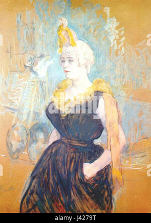 Henri de Toulouse-Lautrecâ’’’’ „The Clowness Cha U Kao“ aus dem Jahr 1895 ist ein bemerkenswertes Kunstwerk, das die Welt des französischen Kabaretts widerspiegelt. Lautrec fängt die lebendige und theatralische Atmosphäre der Zeit ein und konzentrierte sich dabei auf die Darsteller und ihre ausdrucksstarken Persönlichkeiten. Stockfoto