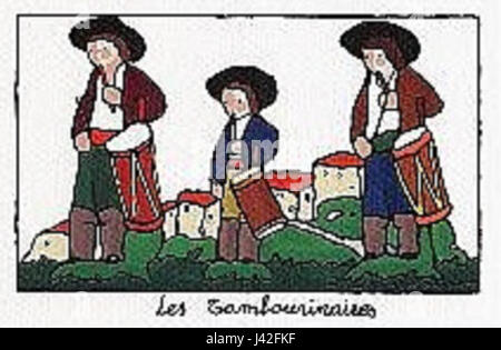 Les Tambourinaires von David Dellepiane ist ein Kunstwerk, das Tambourinspieler in einer lebendigen, dynamischen Szene darstellt. Das Gemälde fängt Bewegung, Energie und die kulturelle Bedeutung der Musik in historischen Zusammenhängen ein. Stockfoto