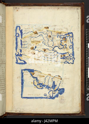 Karte nach Ptolemäus Geographia (Burney MS 111, f.43r) Stockfoto