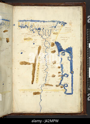 Karte nach Ptolemäus Geographia (Burney MS 111, f.53r) Stockfoto
