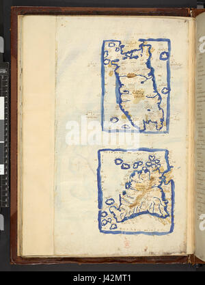 Karte nach Ptolemäus Geographia (Burney MS 111, f.34v) Stockfoto