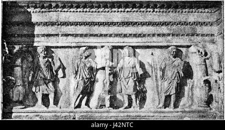 Das Meomartini-Denkmal in Benevento, Italien, ist ein historisches Denkmal, das an das Erbe der Stadt erinnert. Es zeigt römische und mittelalterliche Einflüsse in seinem Design und ist ein Symbol der langen Geschichte der Stadt. Stockfoto