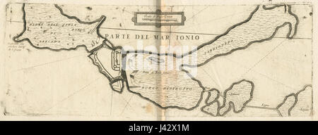 Karte von Drepanon Strait und Grundriss von Lefkada Festung Coronelli Vincenzo 1688 Stockfoto