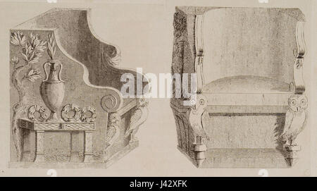 Aus Marmor Sitze, von denen aus dem Kloster Kaisariani, Athen Stuart James & Revett Nicholas 1794 ist Stockfoto