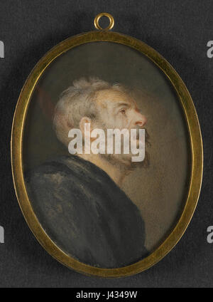 Kop van een oude man (Kopf eines alten Mannes) ist ein Gemälde im Rijksmuseum, das den detaillierten Porträtstil des niederländischen Künstlers aus dem 17. Jahrhundert zeigt. Das Werk veranschaulicht den Realismus in der niederländischen Kunst. Stockfoto