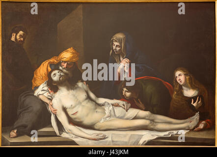 TURIN, Italien - 16. März 2017: Das Gemälde der Ablagerung des Kreuzes (Pieta) in der Kirche Chiesa di San Massimo von unbekannten Künstler. Stockfoto