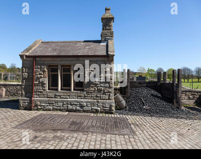 Kohle-Hof in den Bahnhofsbereich bei Beamish Museum, England, UK Stockfoto